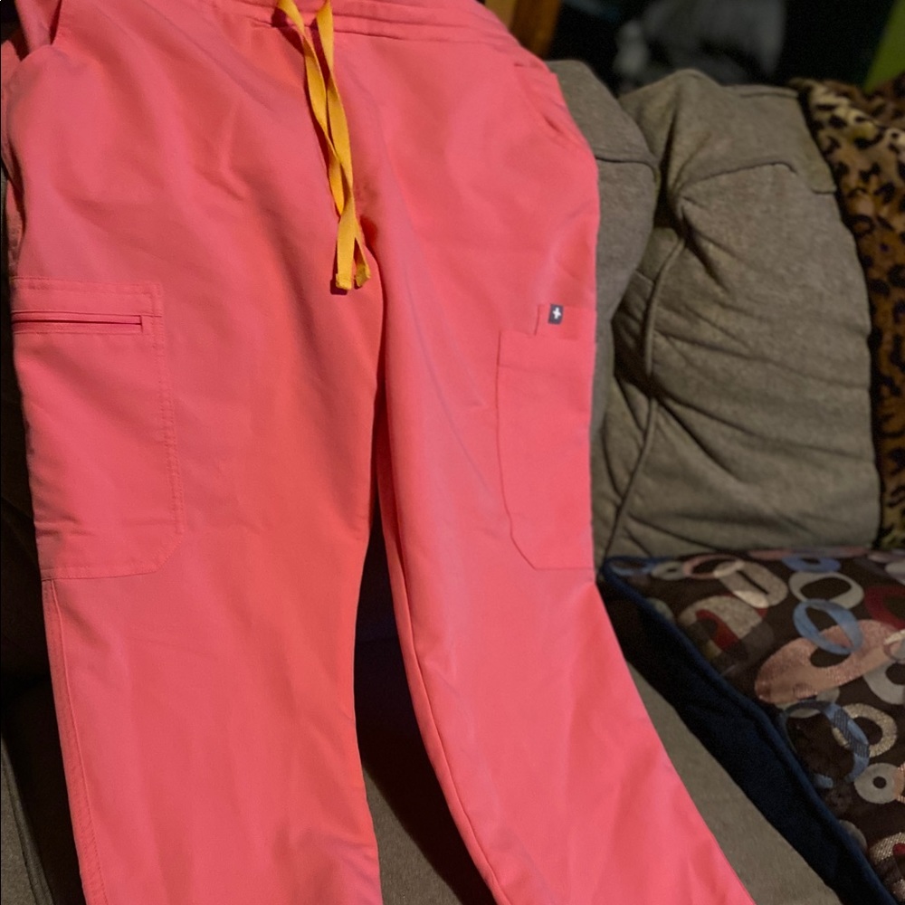 Neon pink figs scrub set size medium